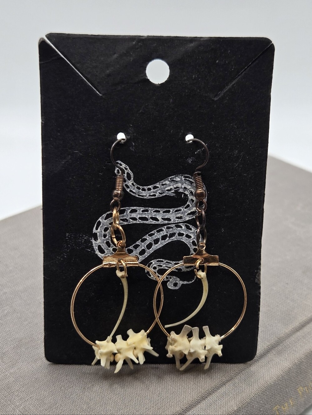 Snake Vertebrae Bone Fang Hoops Earrings Goth Whimsigoth Spooky Reptile